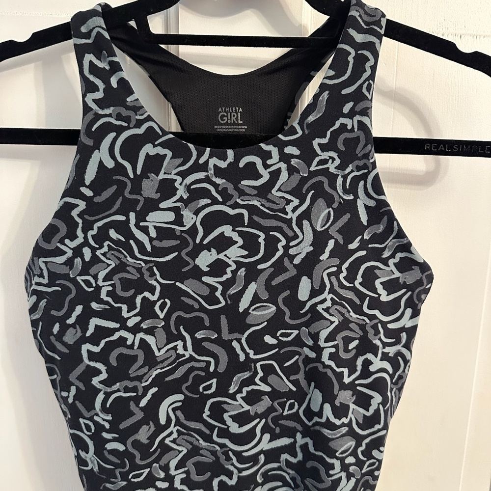 Athleta Girl Long Distance Bra, XXL/16, Abstract Floral Metropolis Grey
